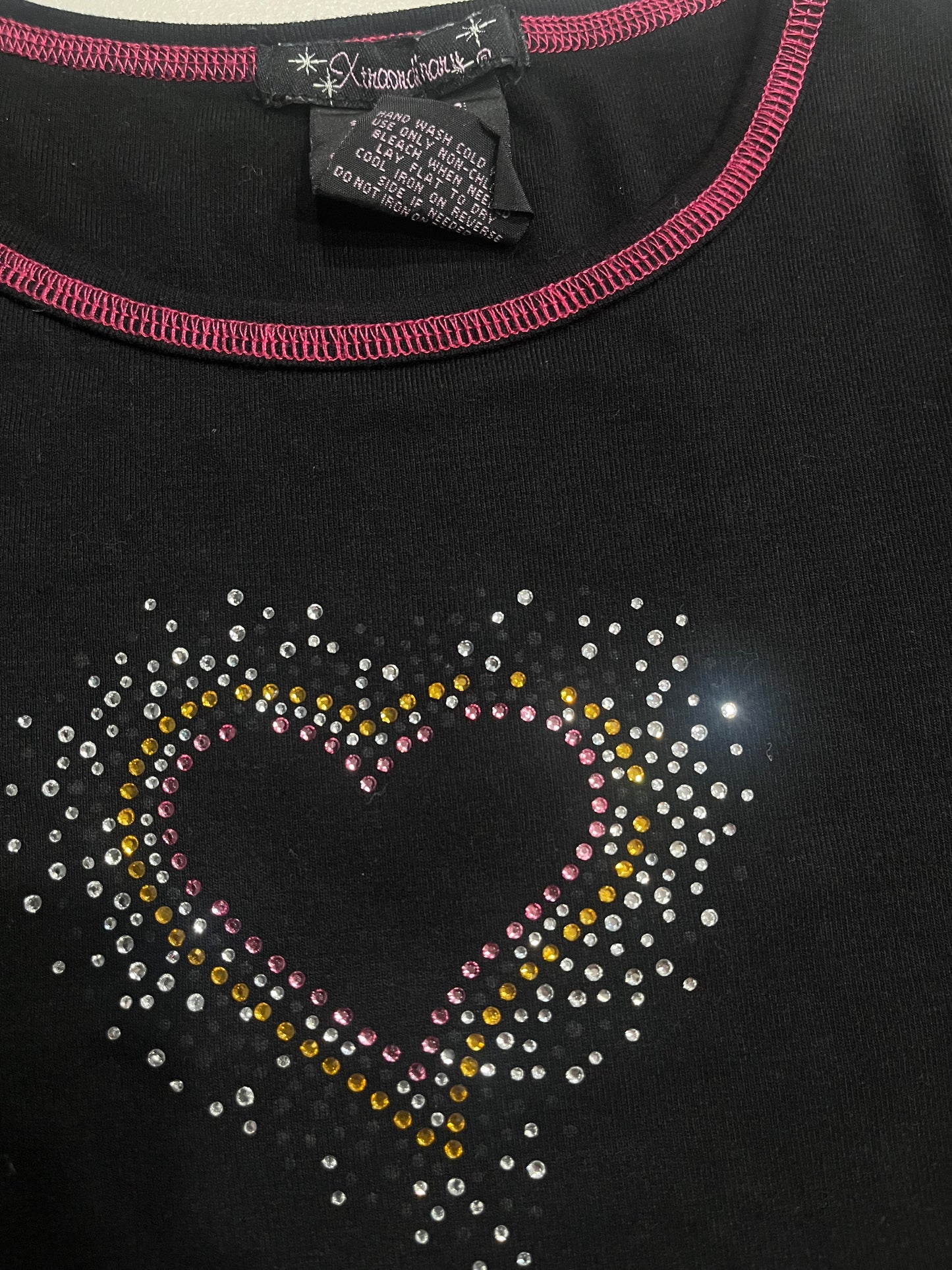 (S) Y2K Embellished Heart Baby Tee