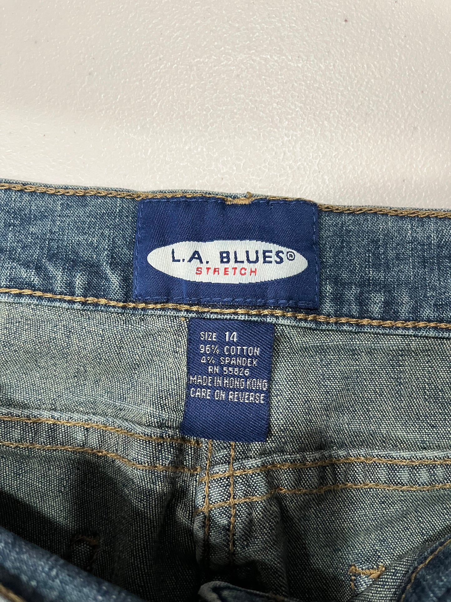 (34”) LA Blues Vintage Gold Beaded Floral Embroidered Jeans