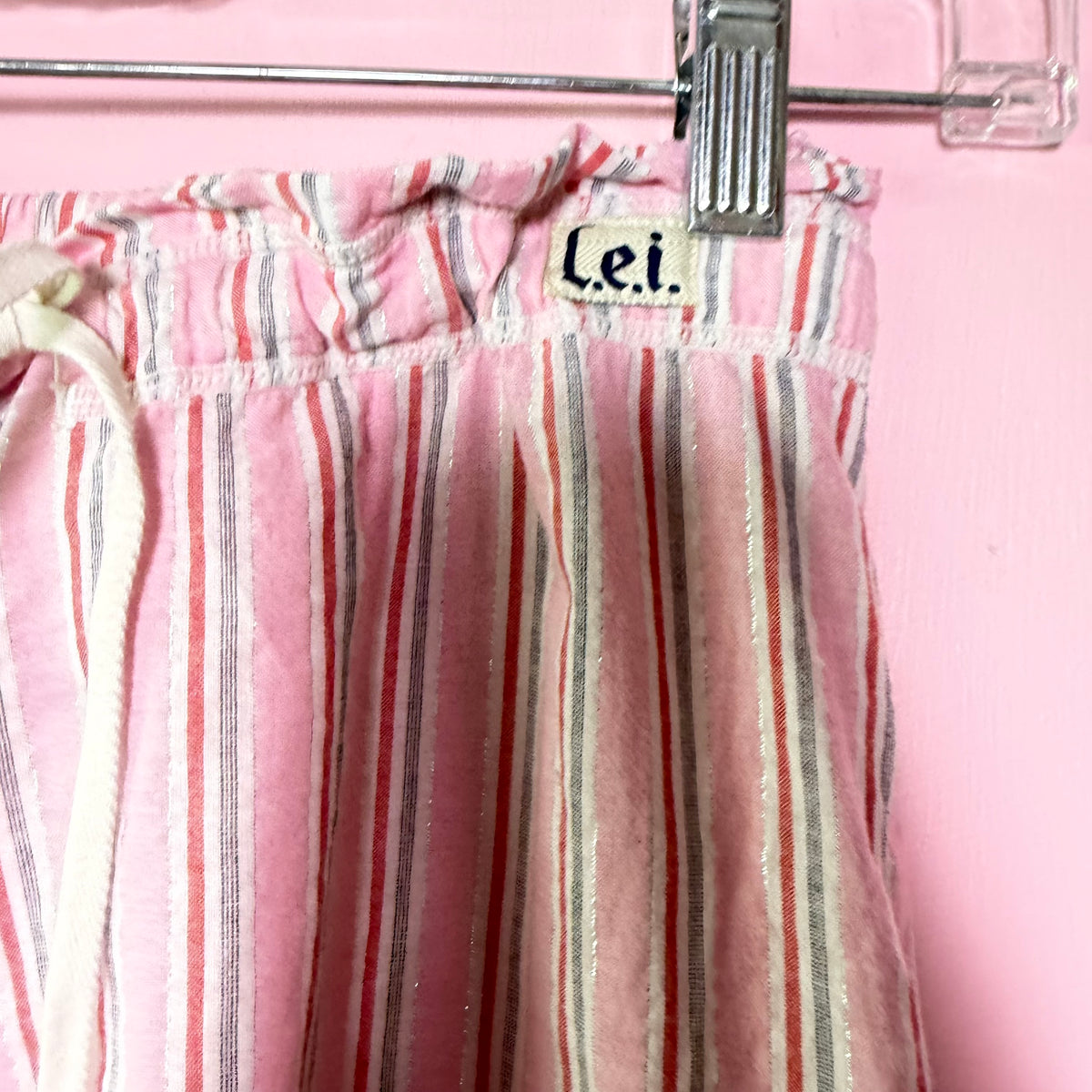 (XS/S) 2000s Lei striped lace trim pink pj pants