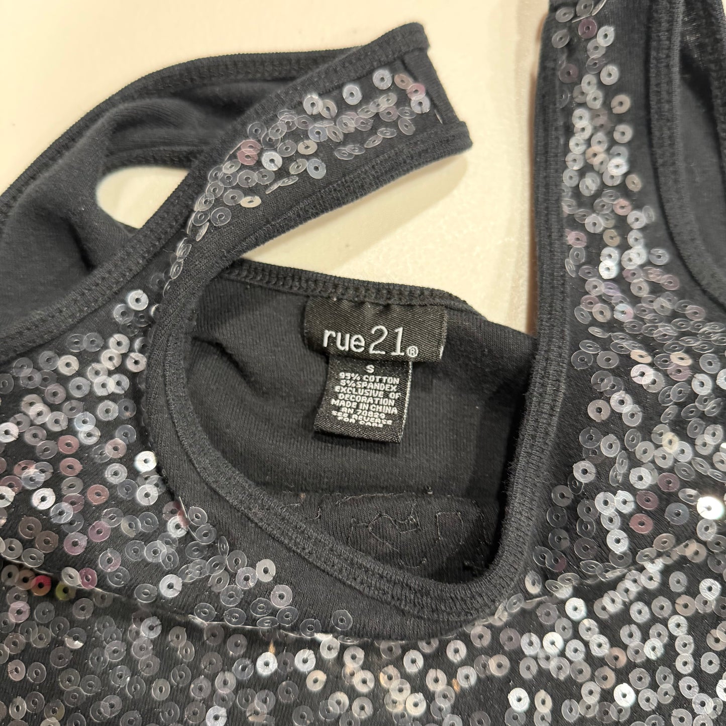 (S) express sequin fitted tank top
