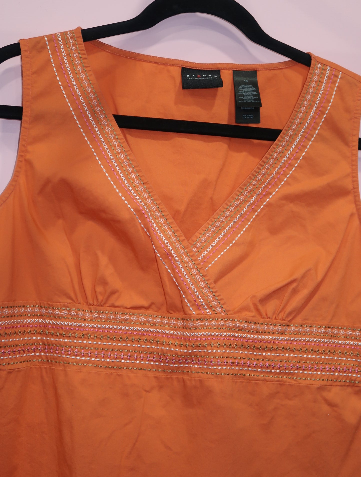 (L) Orange bohemian embroidered top