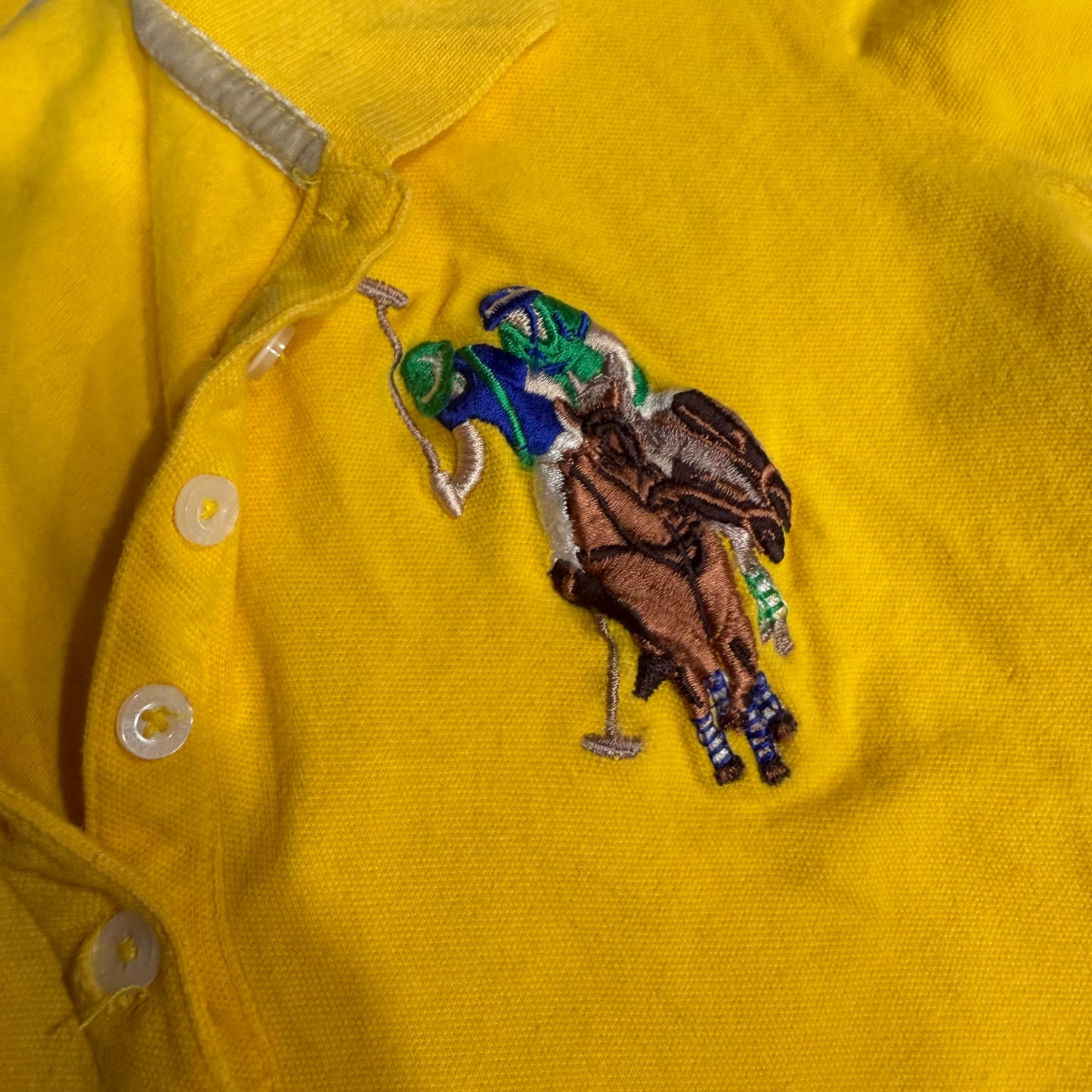 (L/XL) vintage yellow polo button up top
