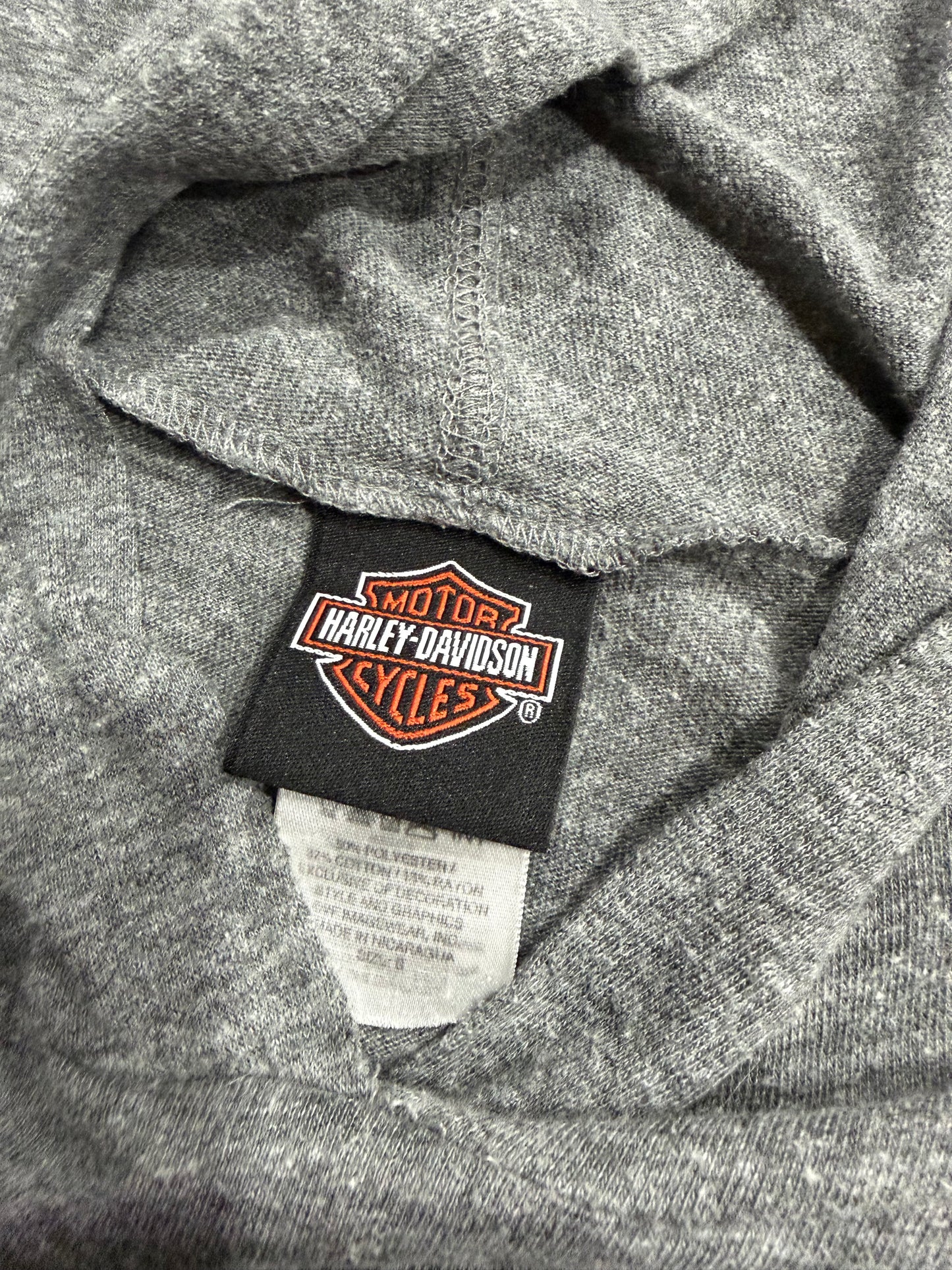 (S/M) 2000s harley davidson pink & grey hooded long sleeve top