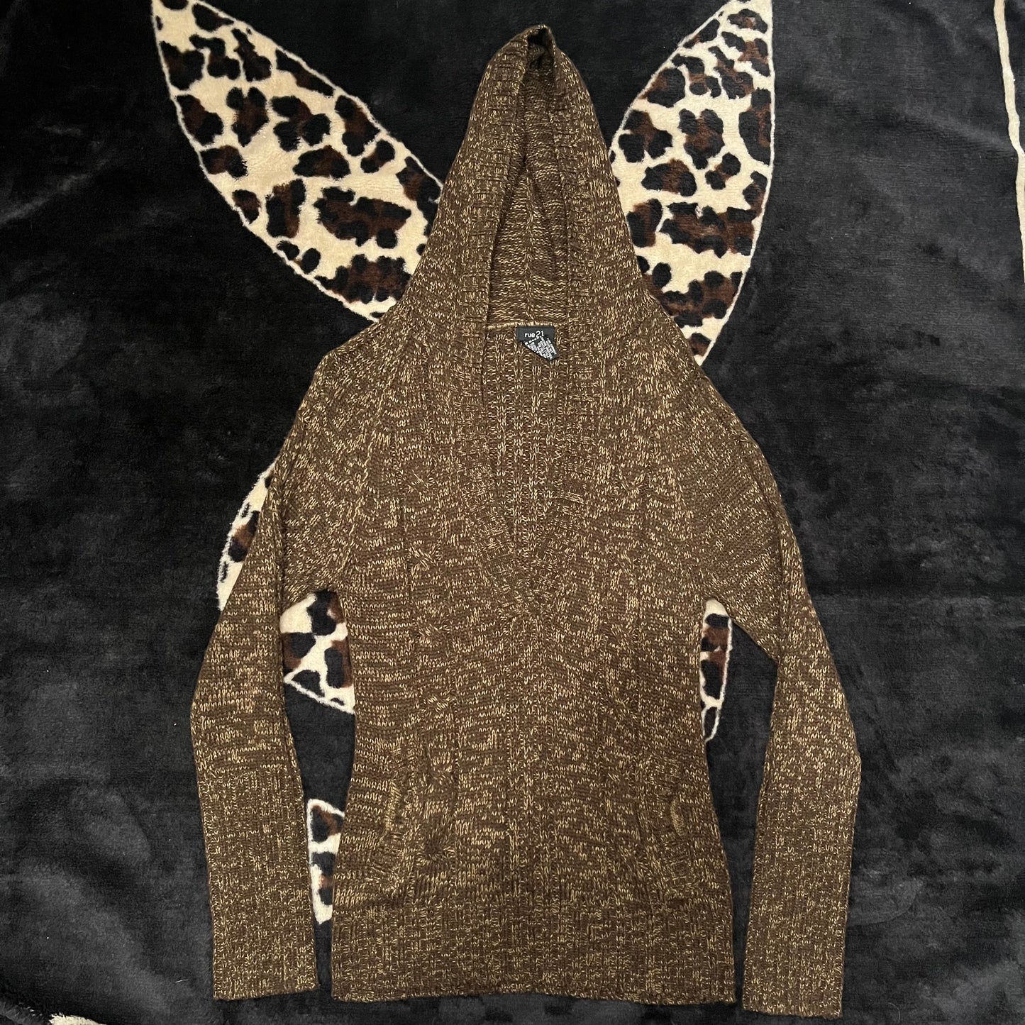 (M) Rue 21 Brown Knit Hoodie Top