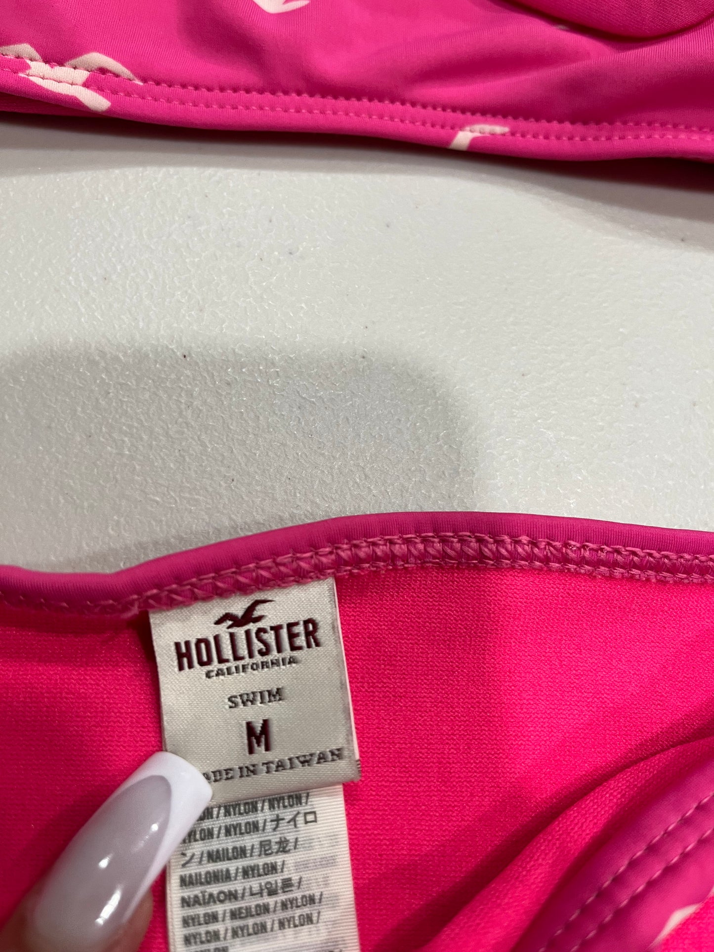 (M) 2000s Hollister Print Pink Halter Bikini