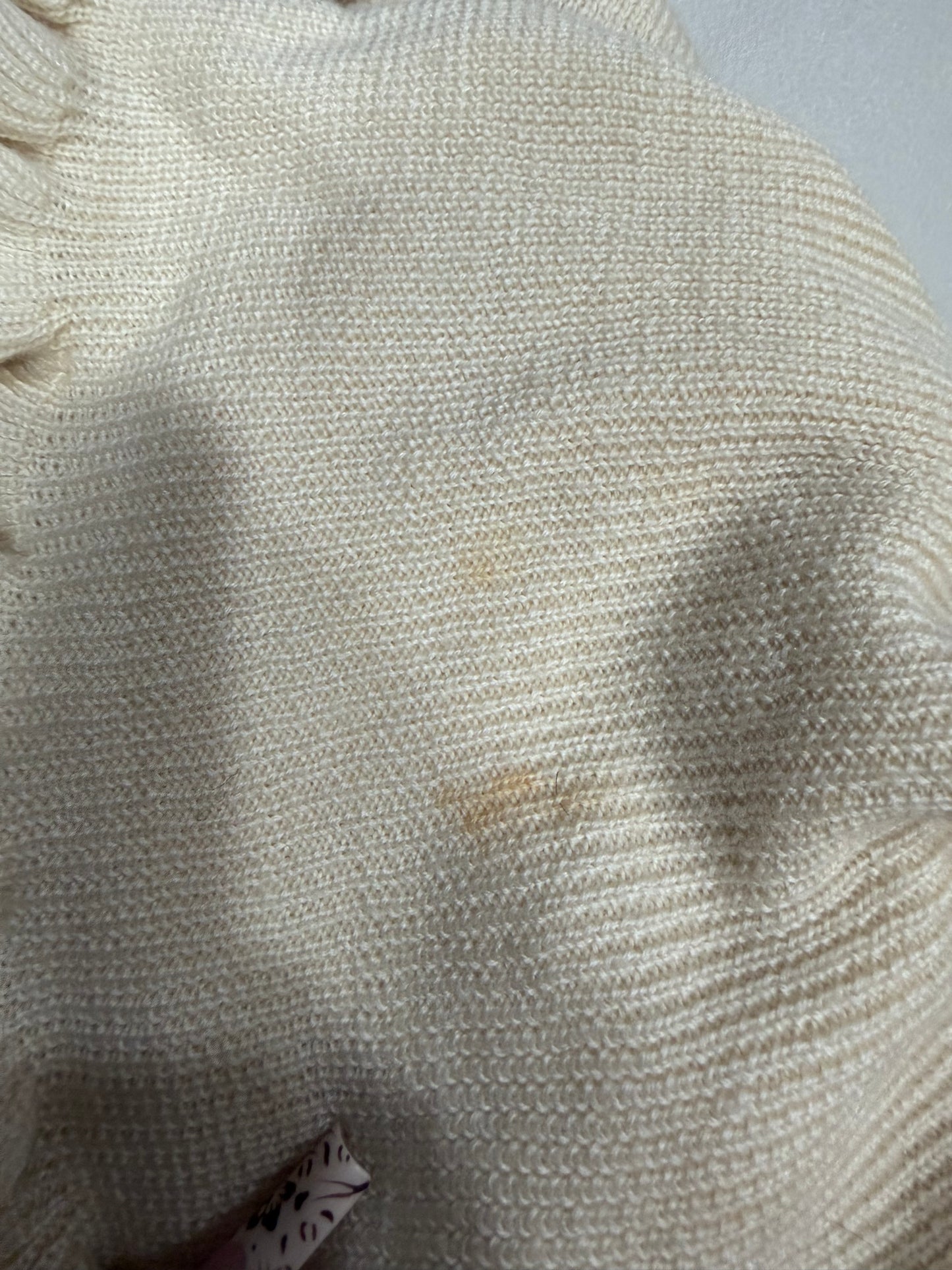 (L) vintage charm cream knit ruffled cardigan