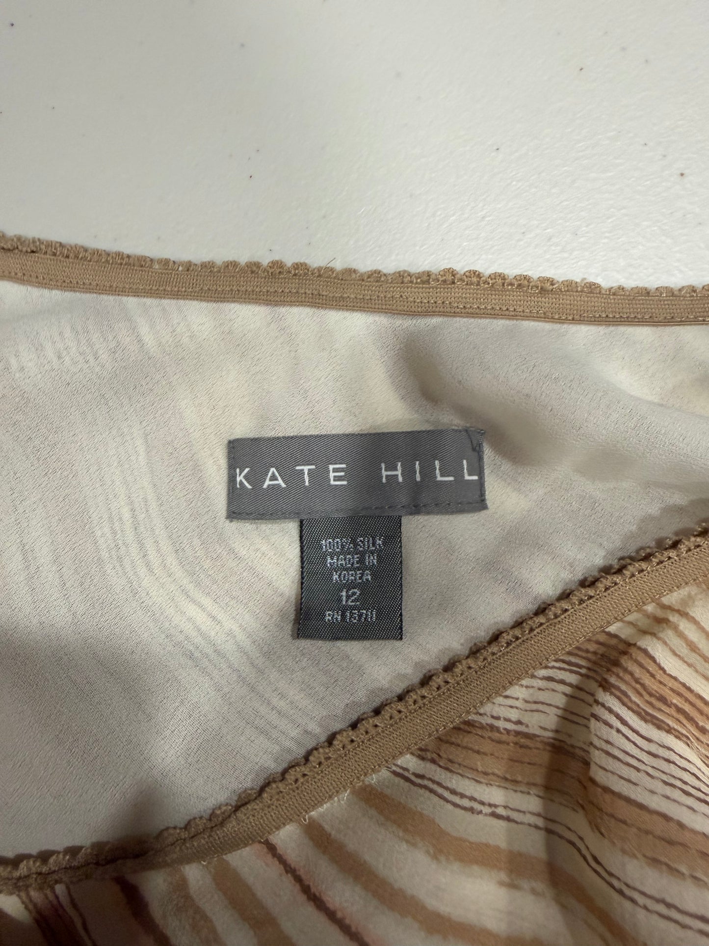 (M) vintage diagonal striped cream/brown midi skirt