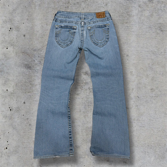 (28/29”) true religion flared denim jeans