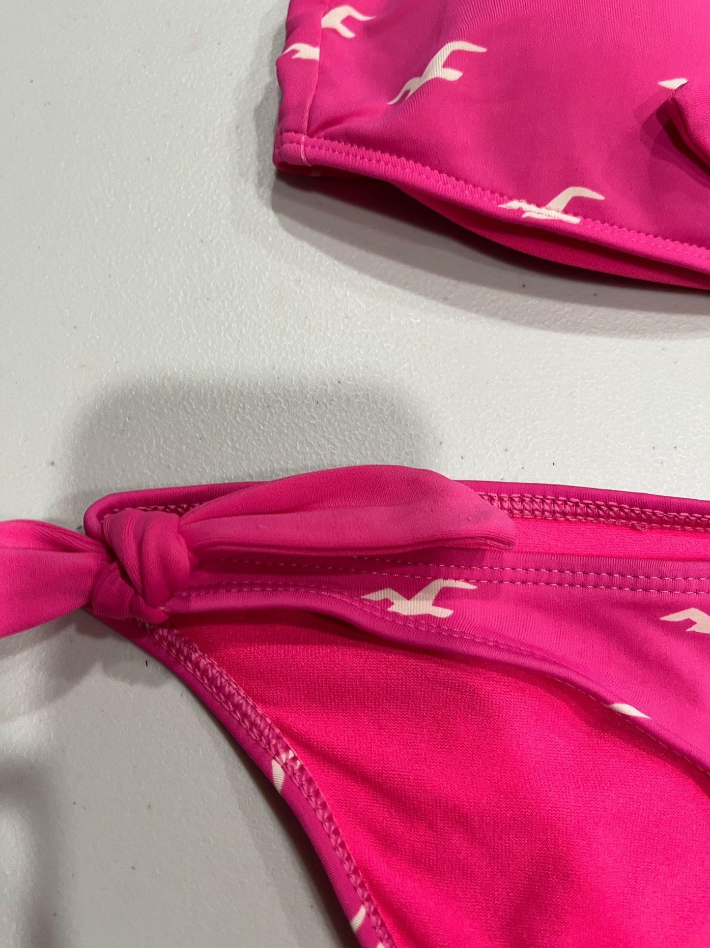 (M) 2000s Hollister Print Pink Halter Bikini
