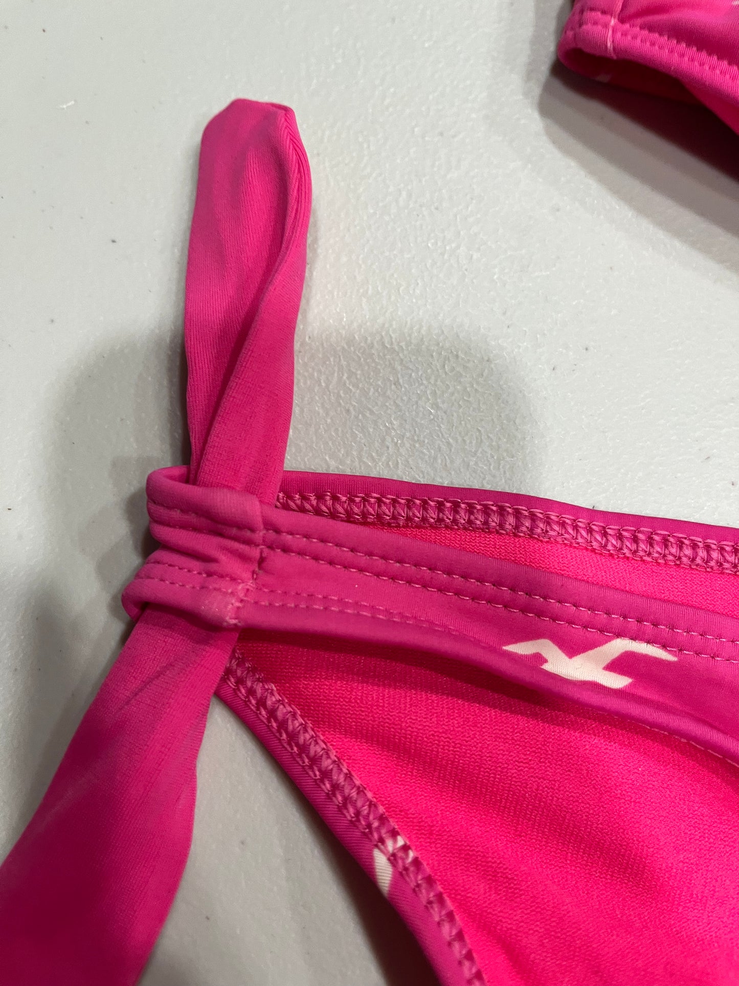 (M) 2000s Hollister Print Pink Halter Bikini