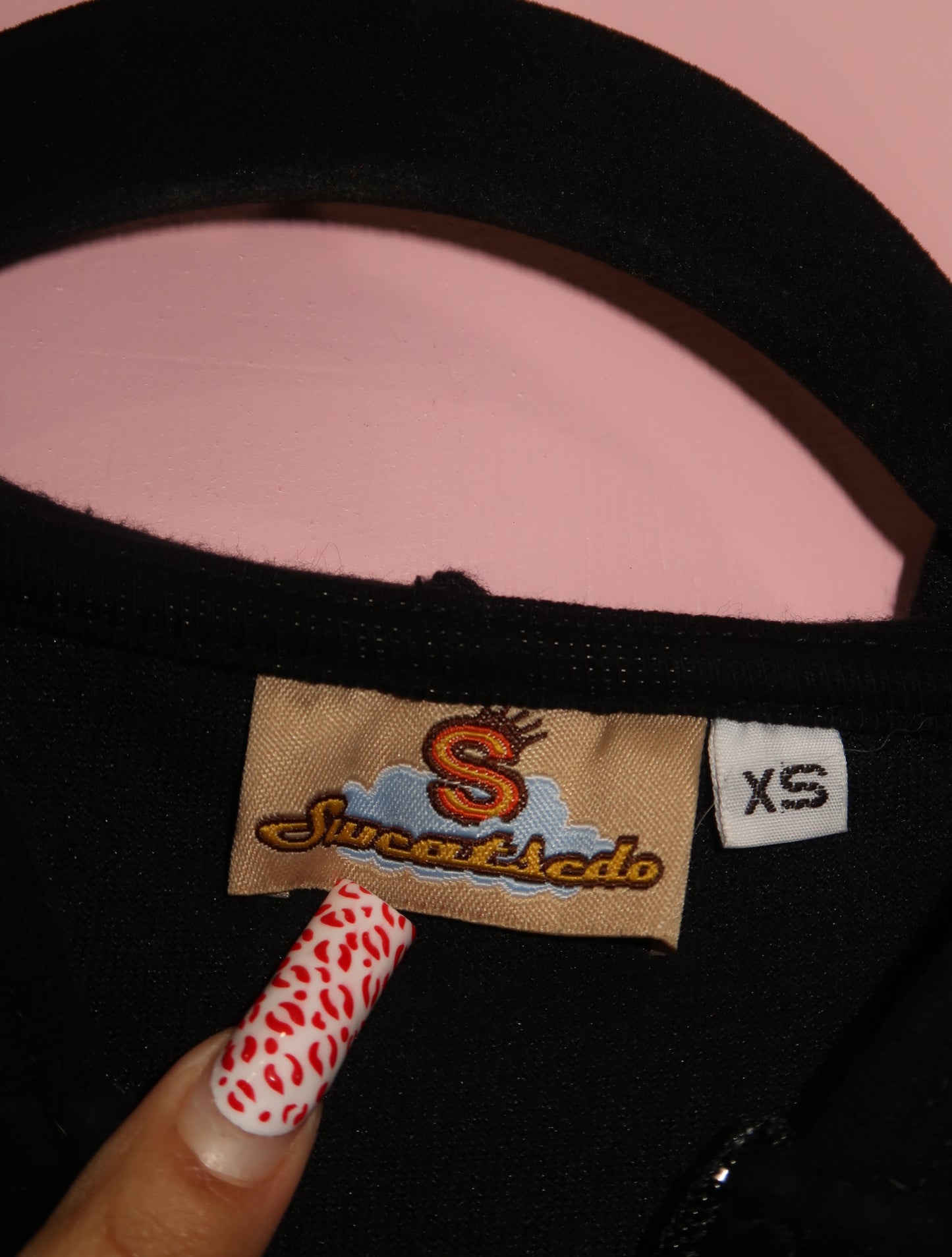 (XS/S) 2000s blank velour black zip up