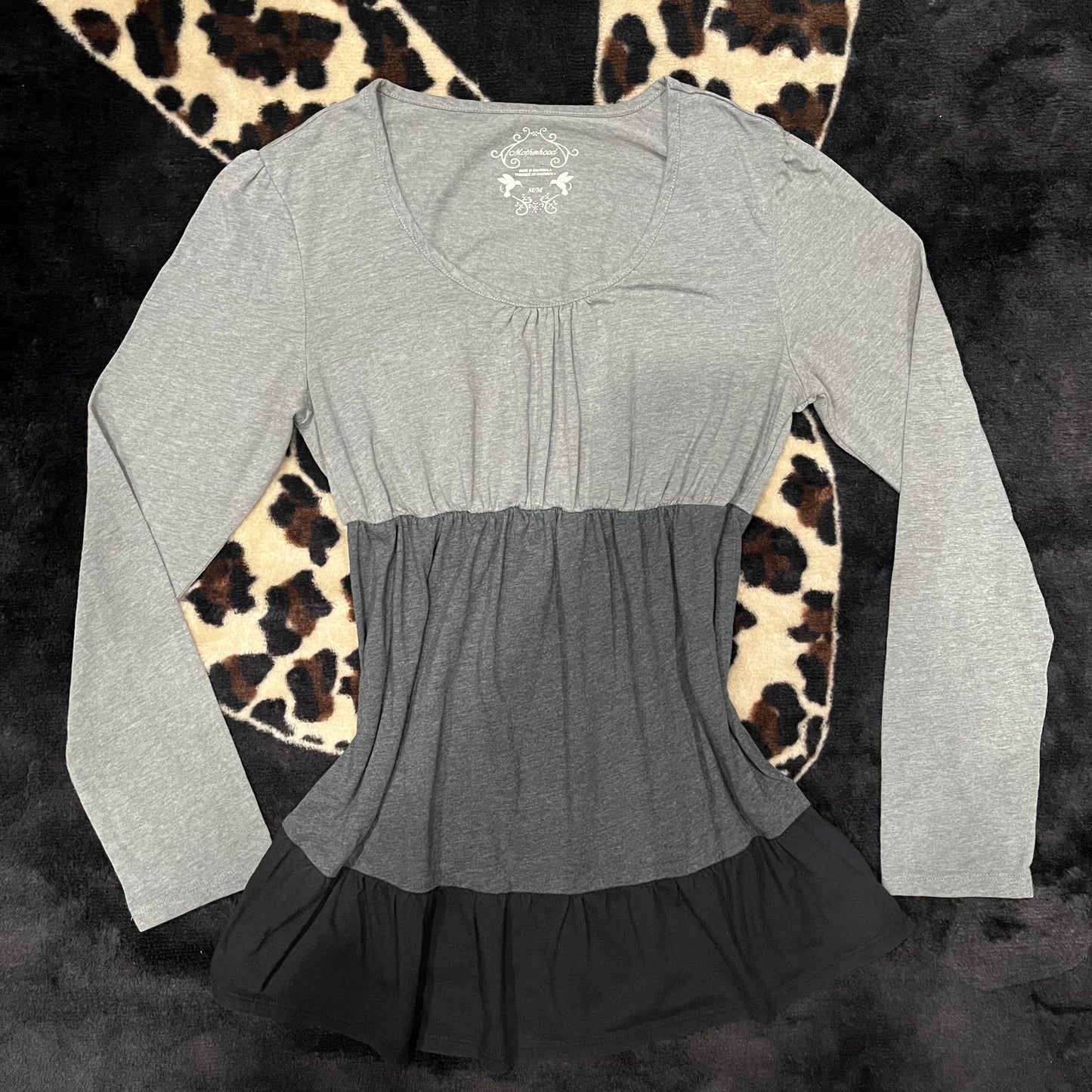 (M) Y2K Babydoll Grey Top