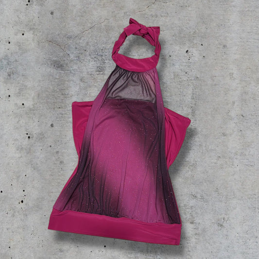 (M/L) early 2000s pink/purple glitter halter y2k club top
