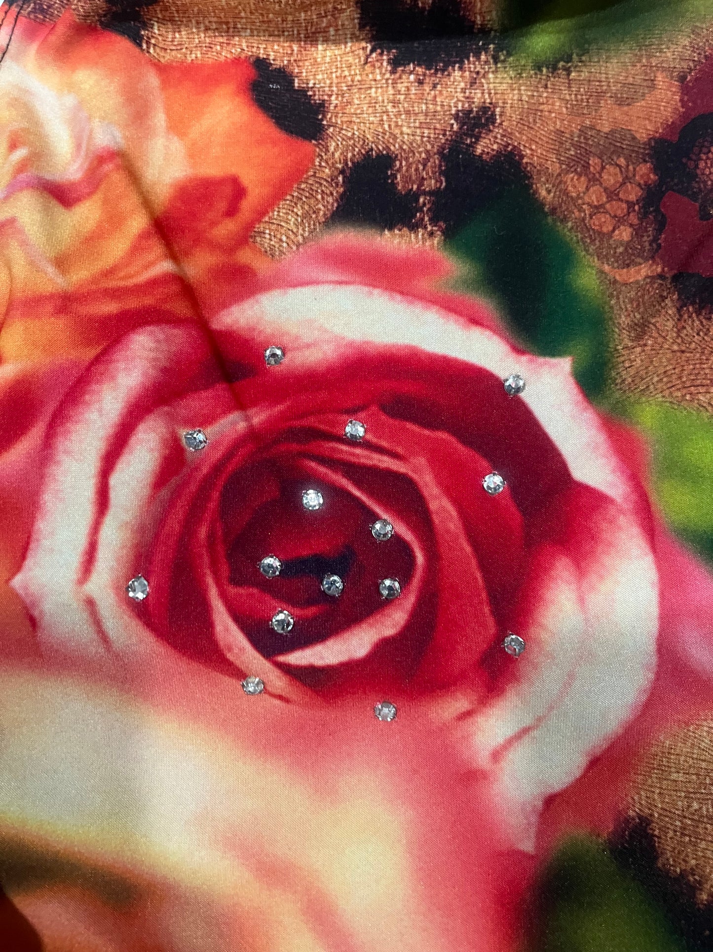 (S/M) Vintage Embellished Leopard Flower Tank