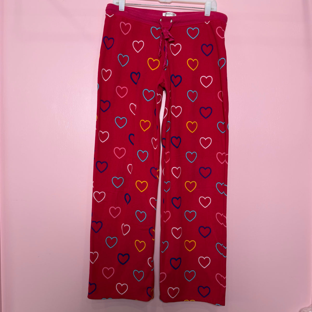 (L) early 2000s heart print Aeropostale pj pants