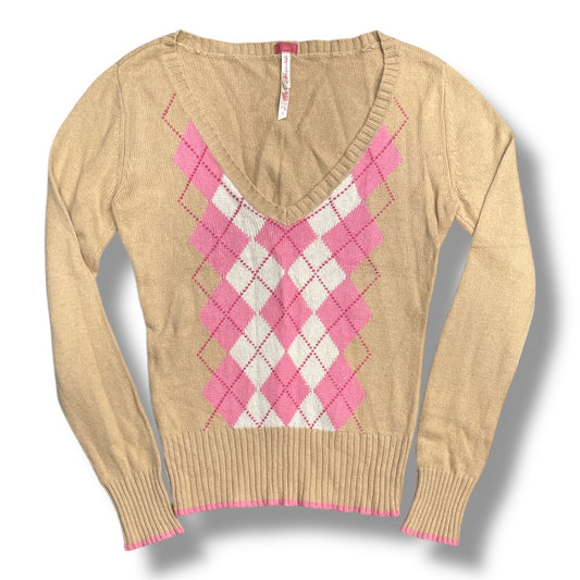 (L) Aeropostale Pink Argyle Sweater