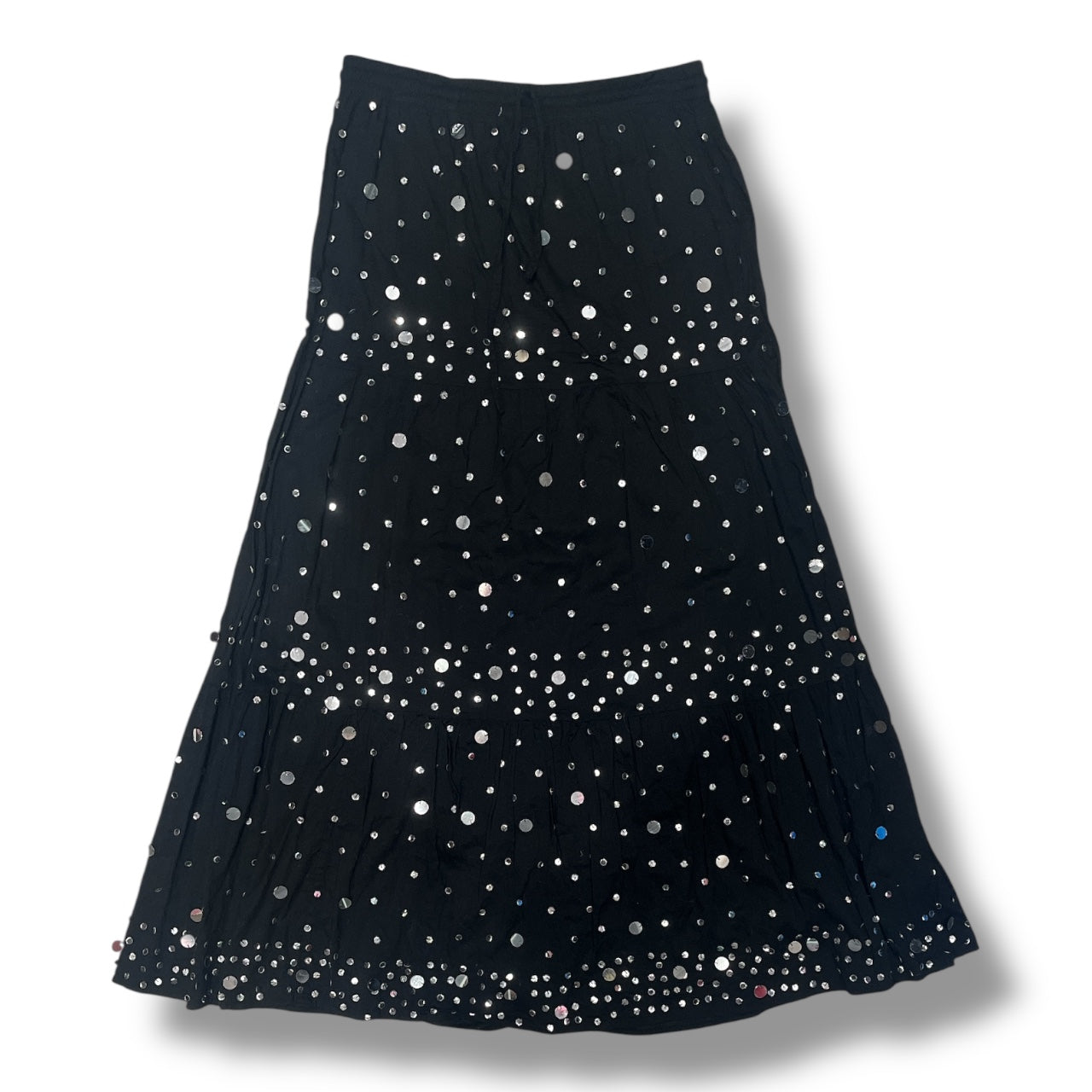 (XS/S/M) Y2K Black Sequin Maxi Skirt
