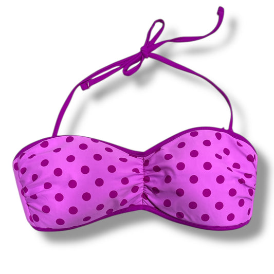 (L) Y2K Purple Polka Dot Halter Bikini Top