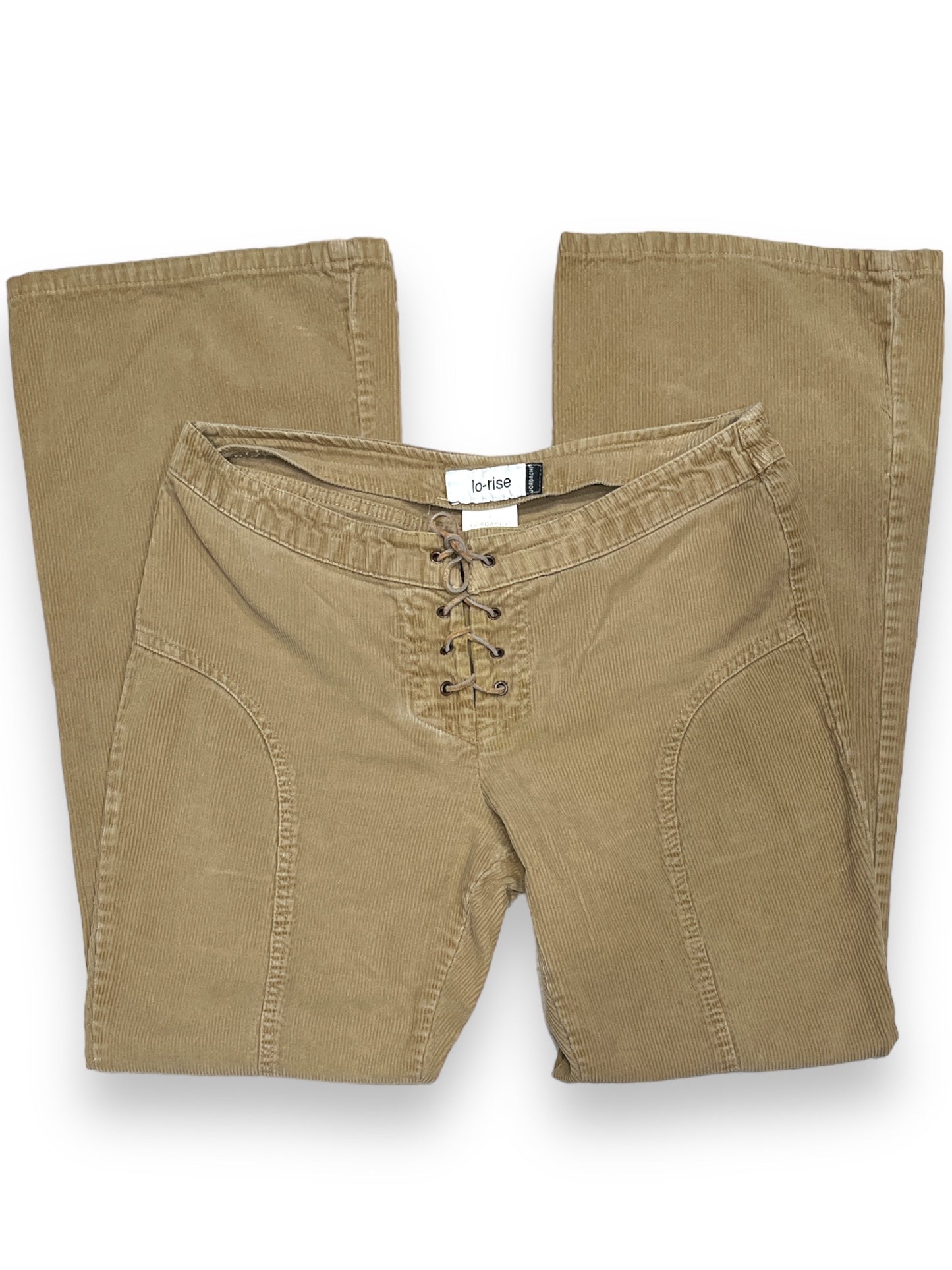 (32”) Lo-Rise Vintage Laced Up Flared Curdoroy Pants
