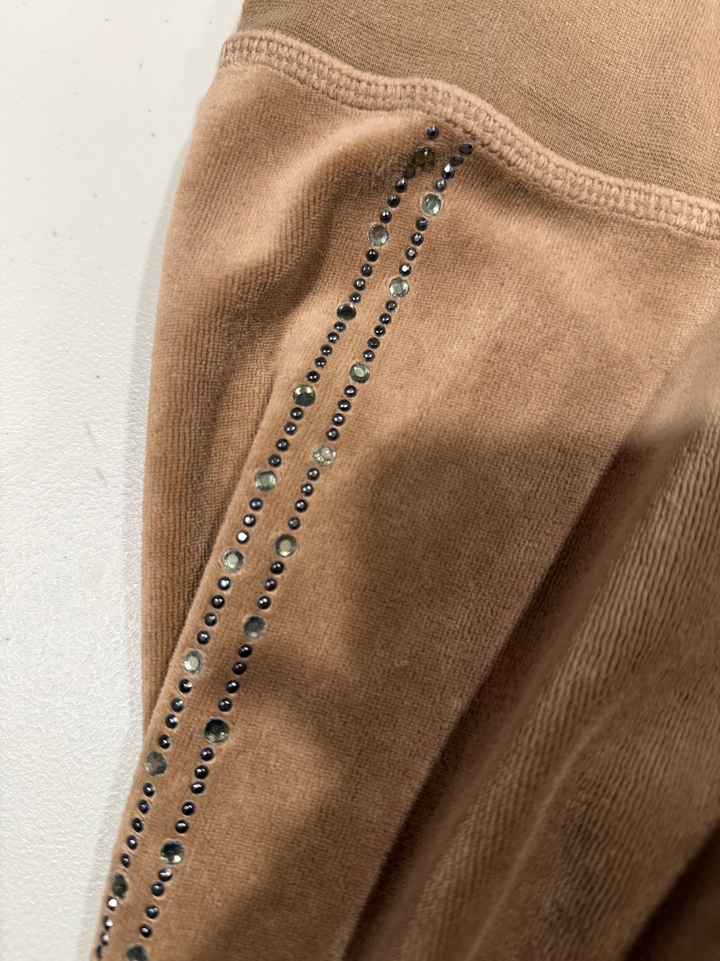 (XS) 2000s express brown flared rhinestoned tracksuit pants
