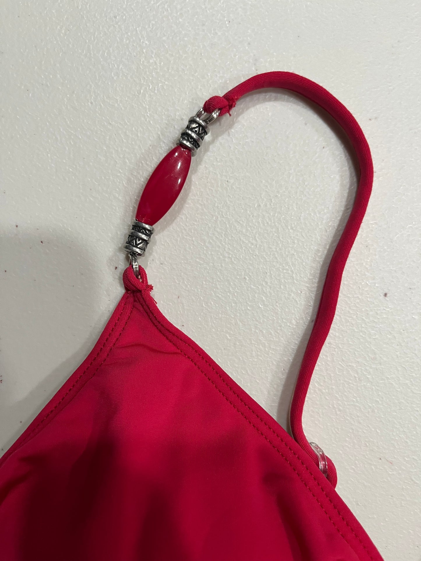 (M) Vintage Red Charm Tankini Top