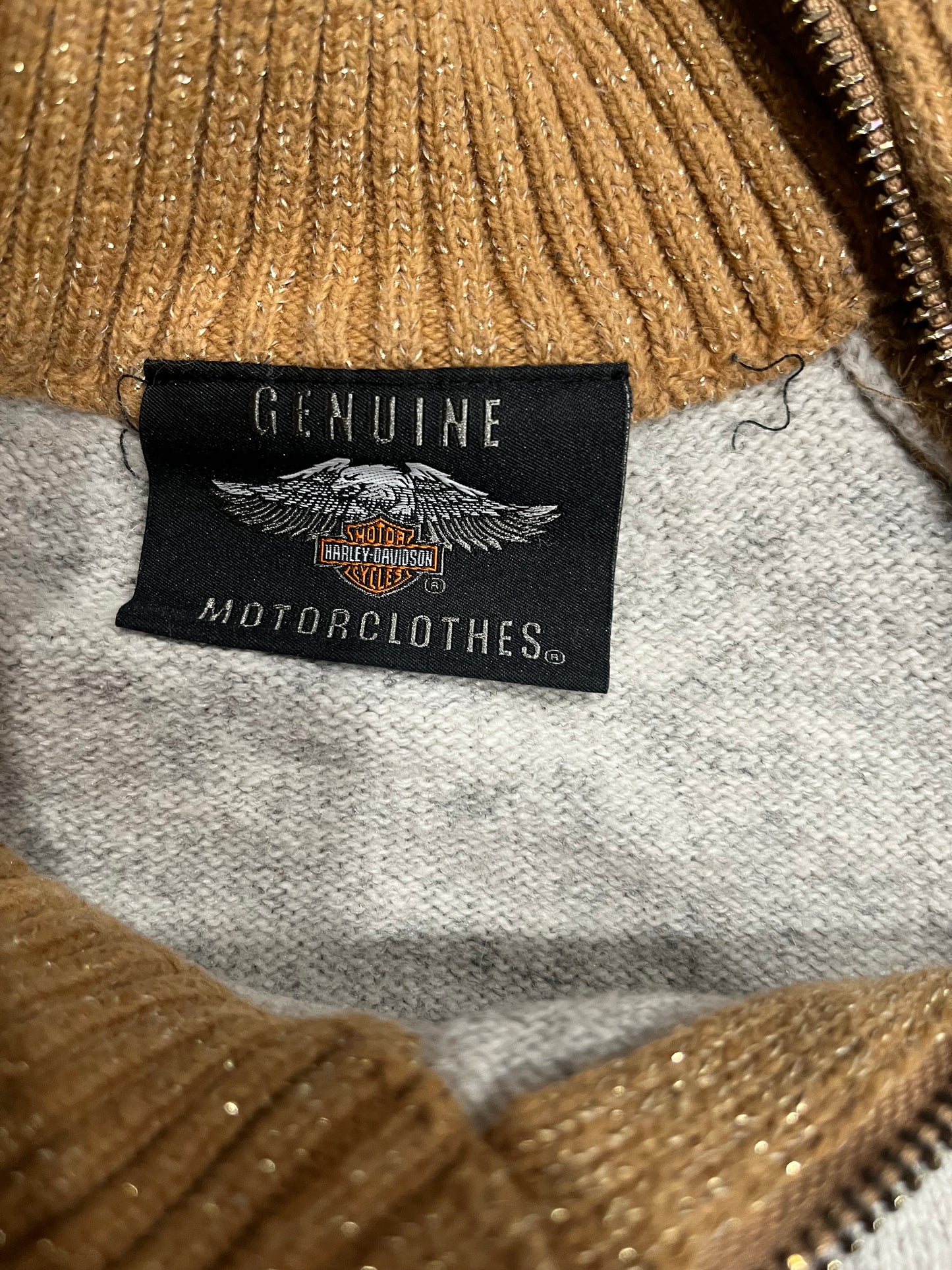 (L) Vintage Knit Harley Davidson Embroidered Long Sleeve