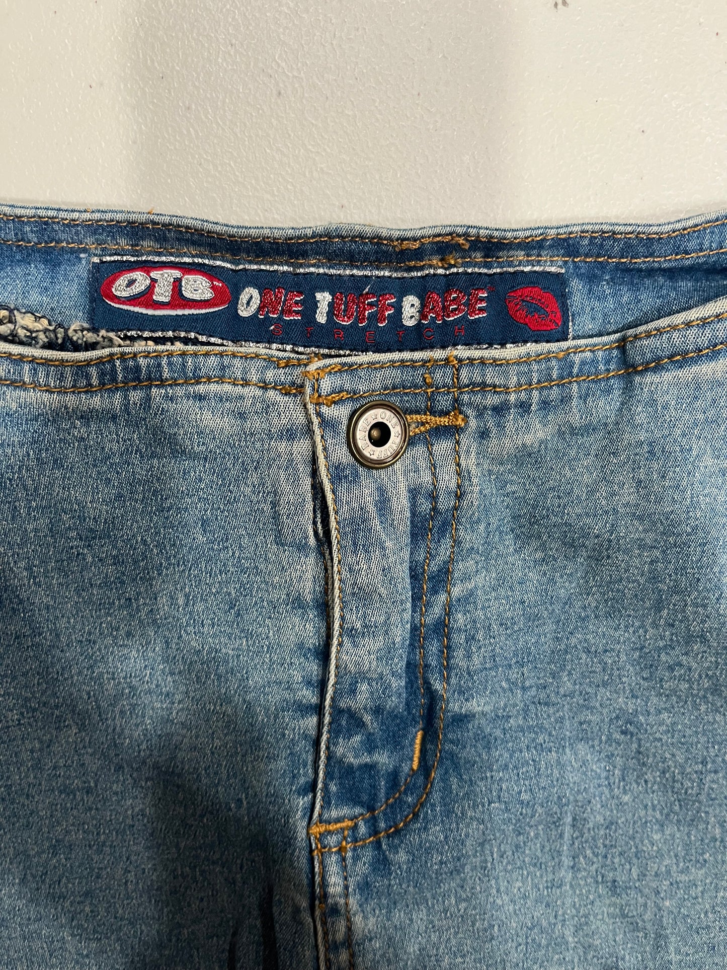 (28”) Vintage “One Tuff Babe” Denim Tie up Skirt