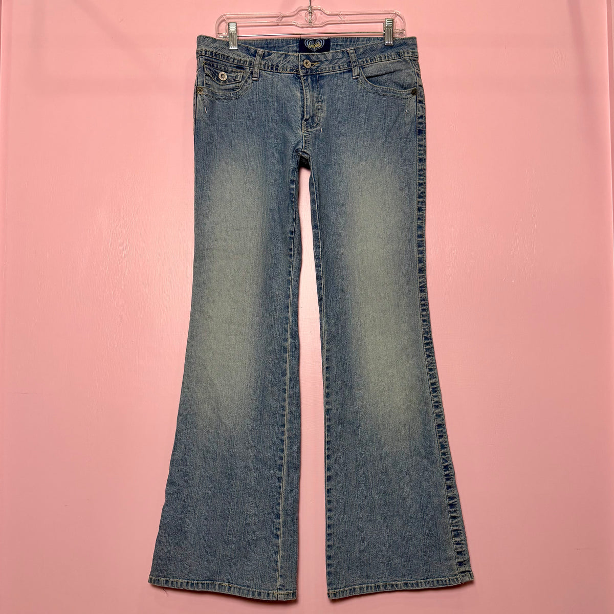 (31”) 2000s angels embellished low rise flared jeans