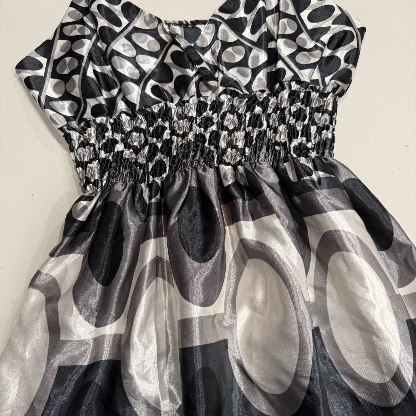 (M) early 2000s pucci inspired silk waist scrunch top