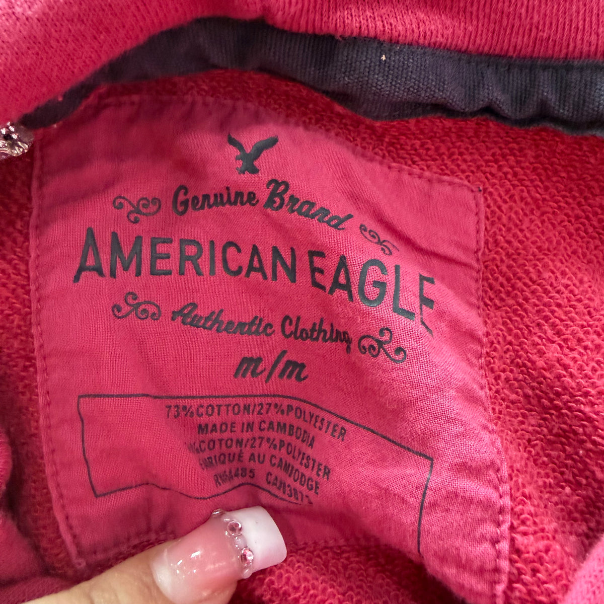 (M) 2000s pink American Eagle graphic hoodie