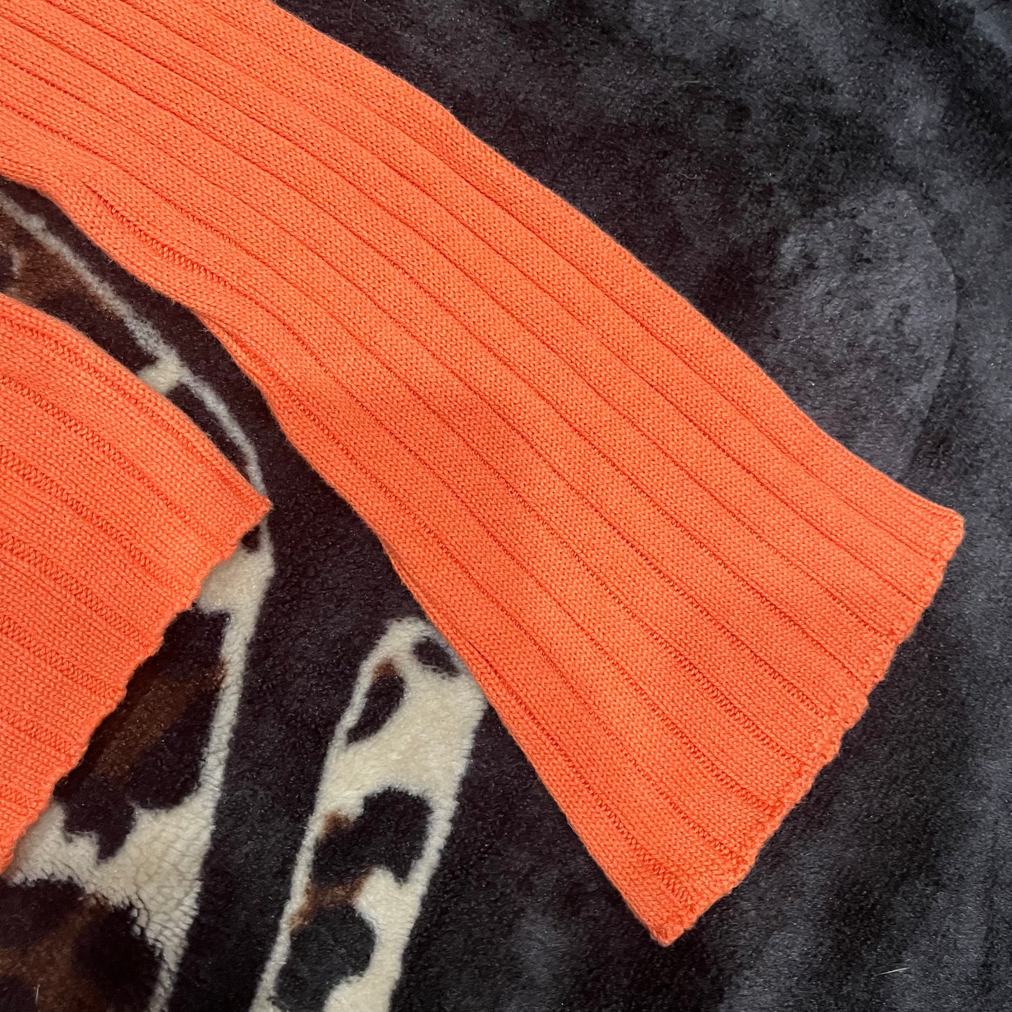 (XS) Knit Bell Sleeve Orange Fitted Top