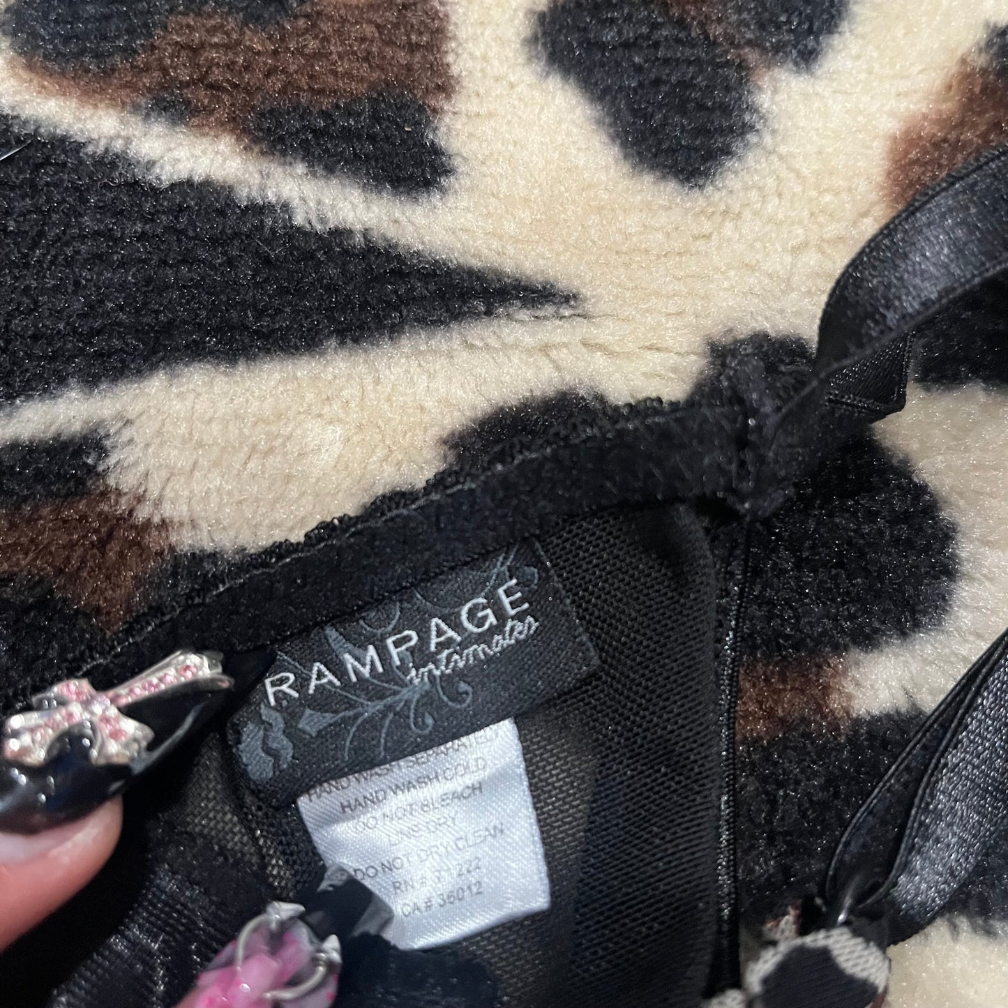 (M) 2000s rampage lingerie leopard print ruffled bow top