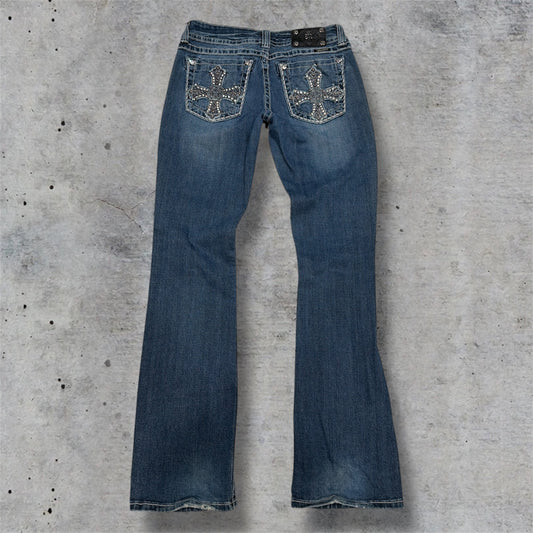 (29”) 2000s cross miss me flared jeans