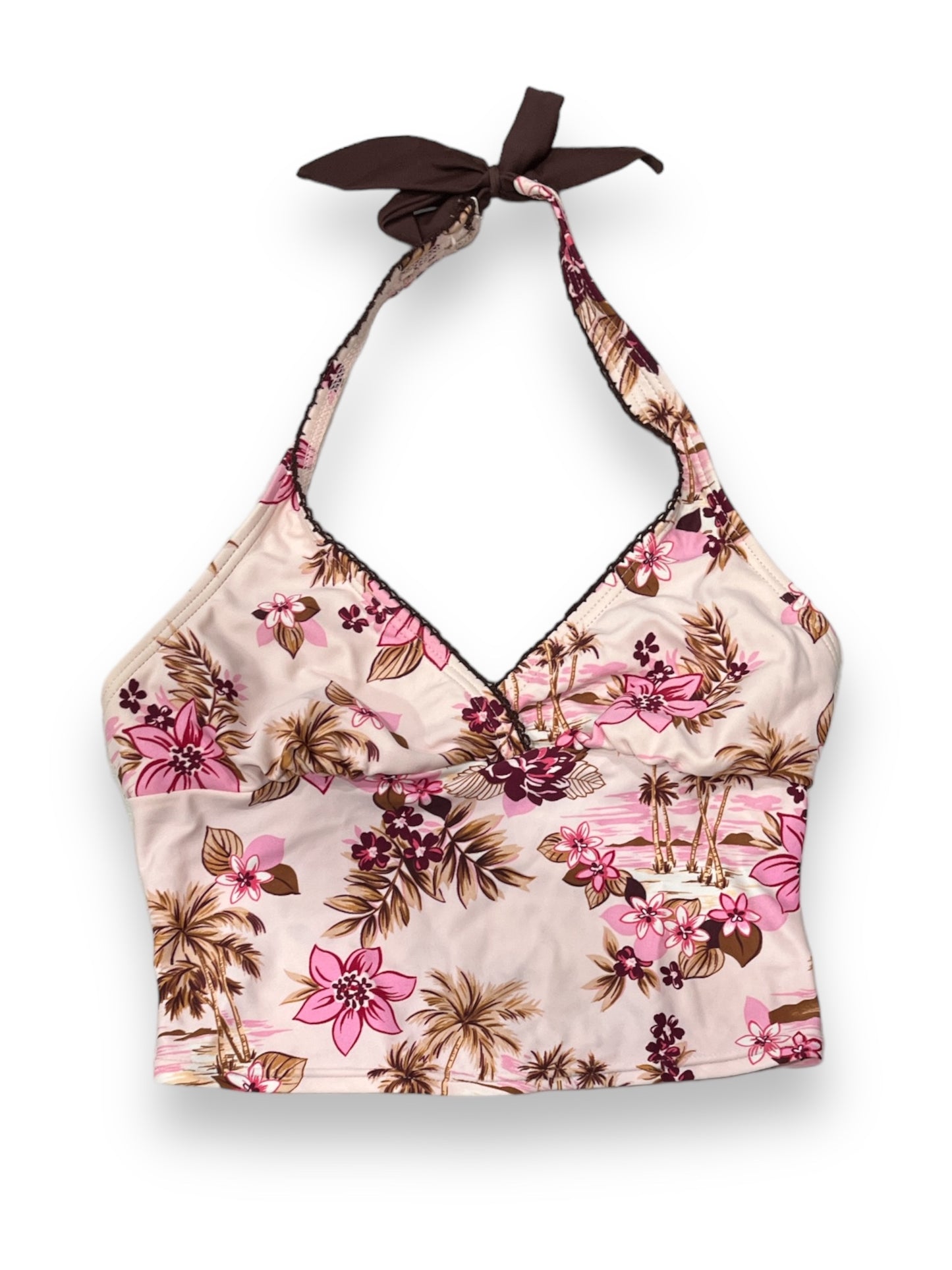 (M) Vintage Floral Cropped Tankini Swim Top