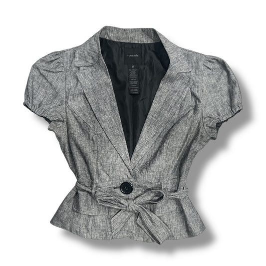 (M) VTG Gray Tie Up Button Up Short Sleeve Blazer