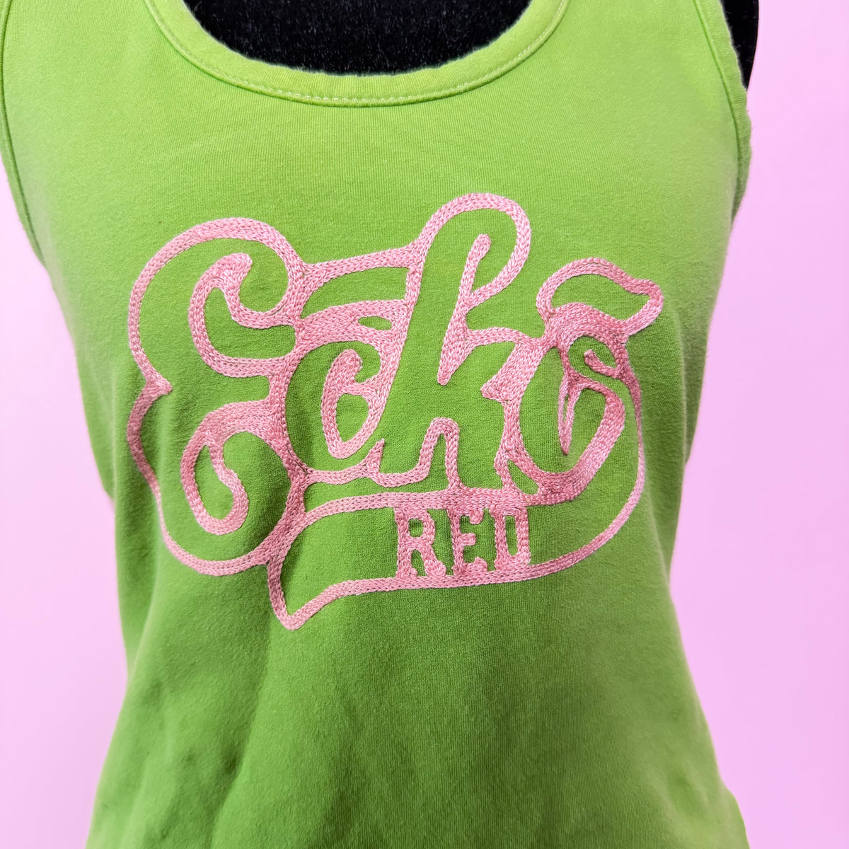 (L) Ecko green & pink vintage tank top