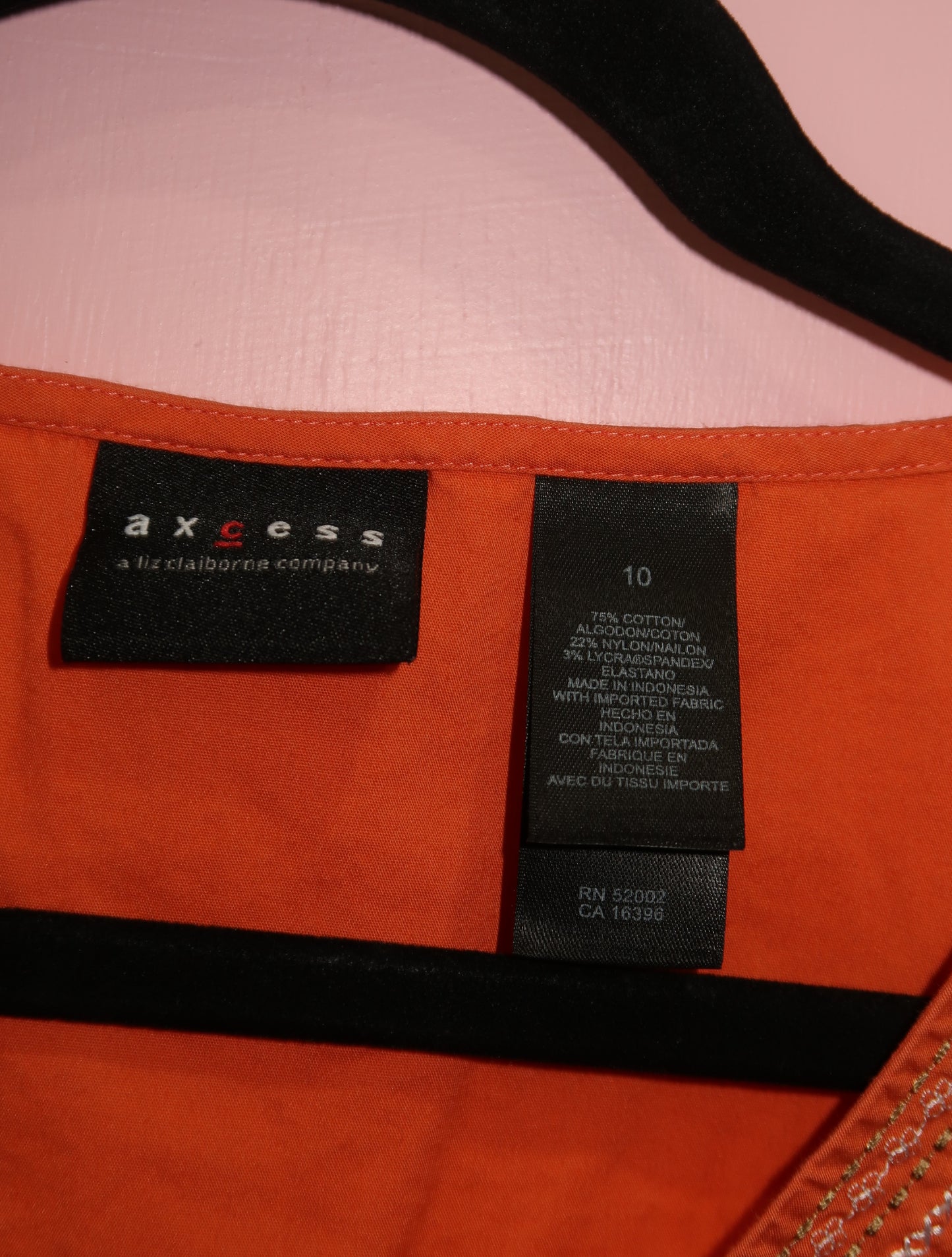 (L) Orange bohemian embroidered top
