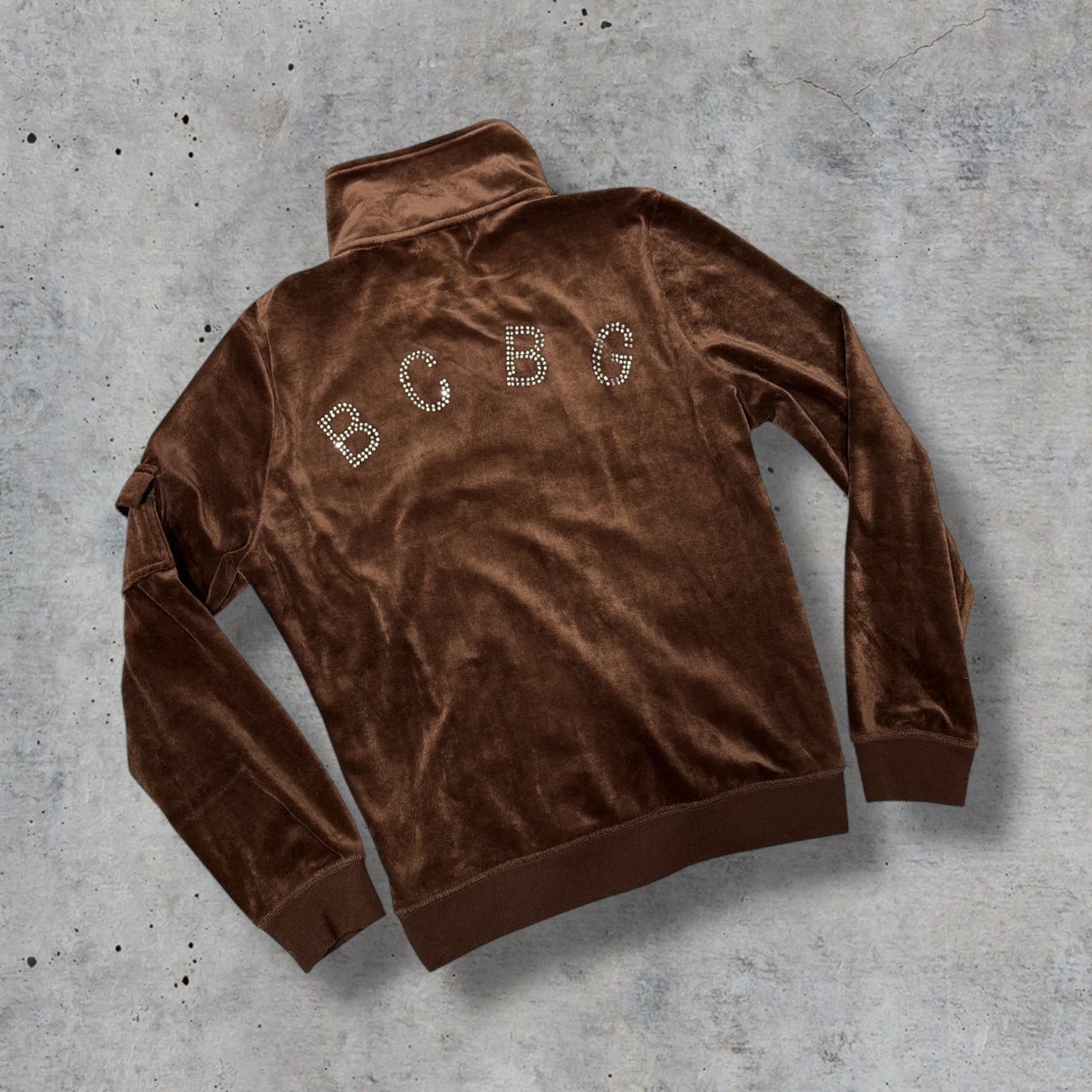 (L/XL) y2k bcbg velour brown zip up jacket