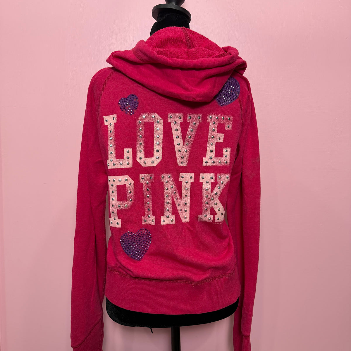 (M/L) “LOVE PINK” 2000s Pink by VS embellished jacket