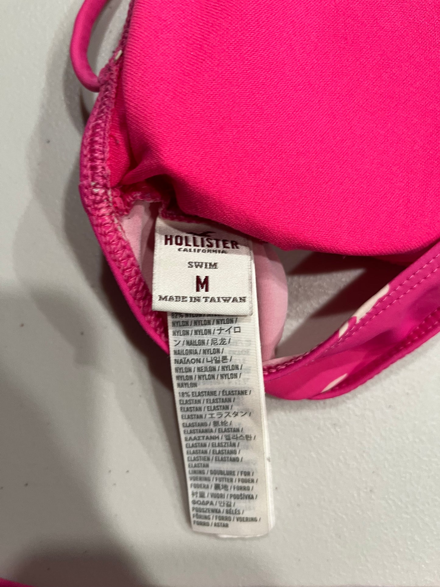 (M) 2000s Hollister Print Pink Halter Bikini
