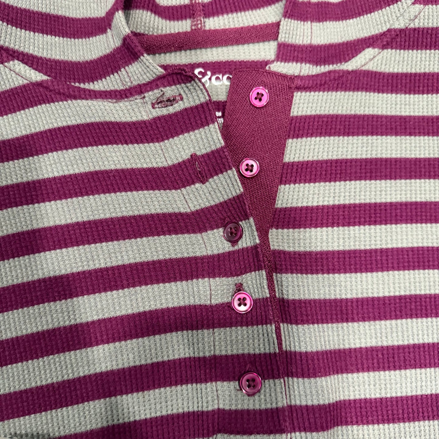 (M) 2000s striped purple hooded thermal sweater