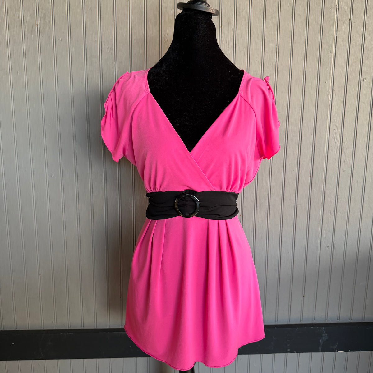(M) y2k pink babydoll tie up top