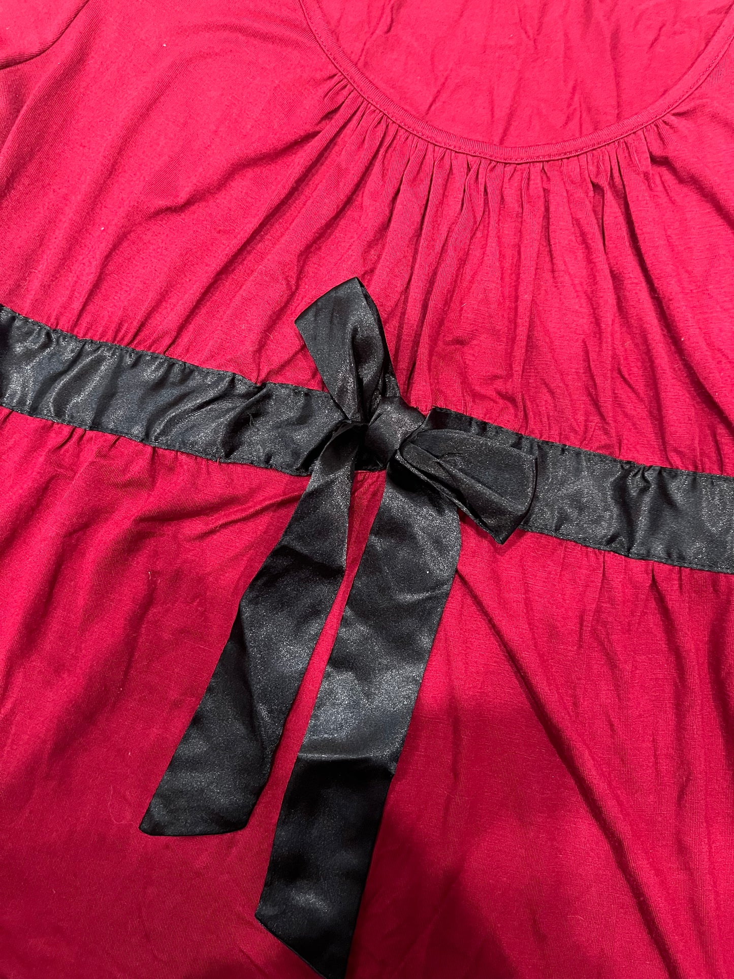 (XL/XXL) Vintage Silk Bow Babydoll Top