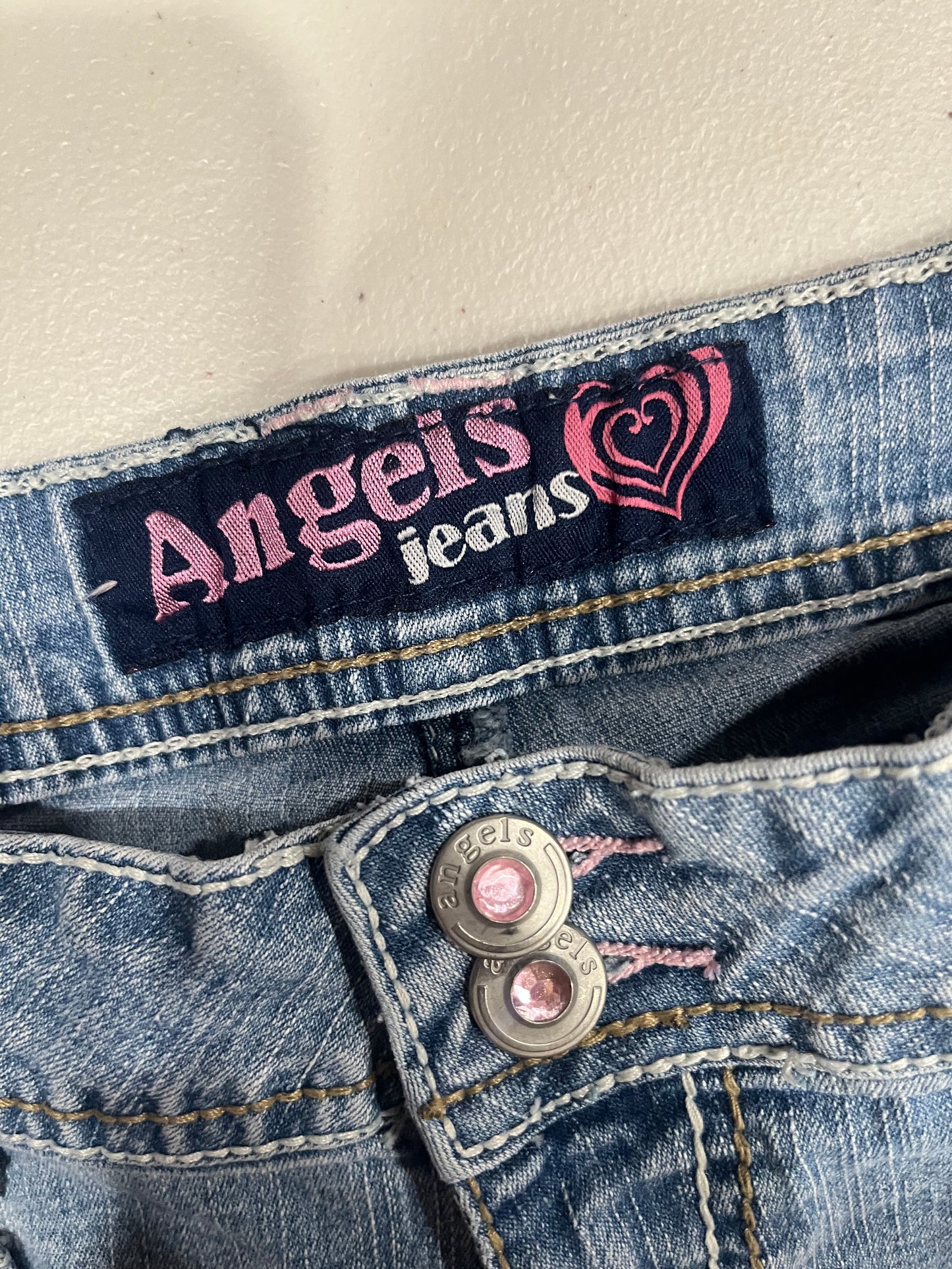 (30”) Y2K Angels Butterfly Sequin Pink Rhinestone Capris