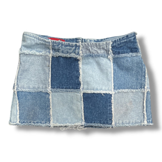 (24/25”) Y2K Zana-Di Denim Mini Patchwork Skirt