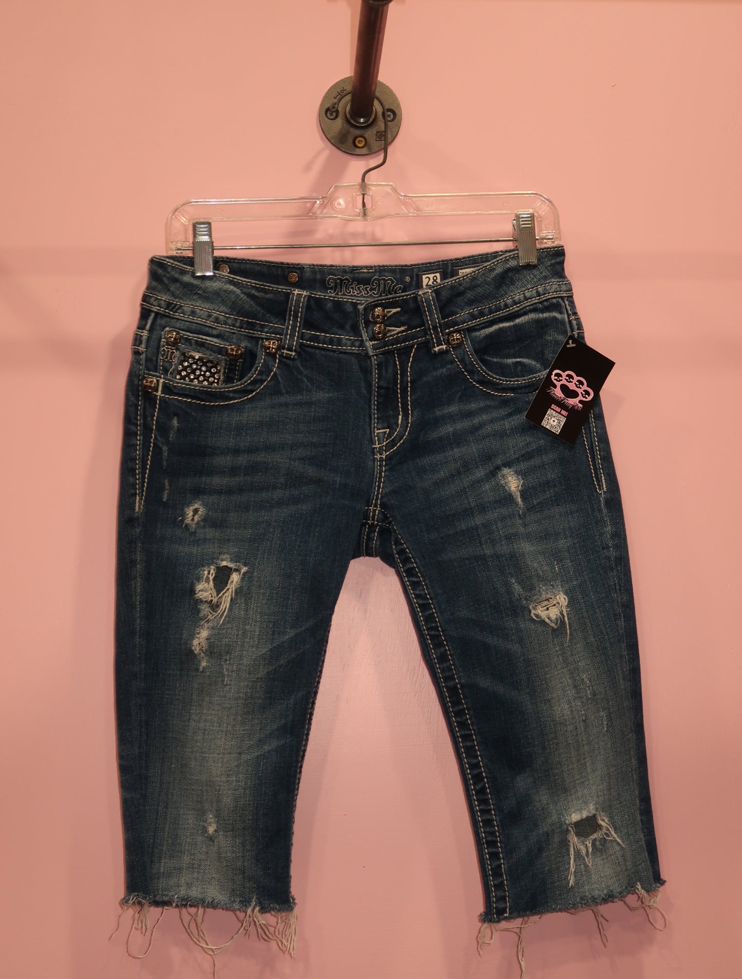 (28”) y2k miss me embellished capris