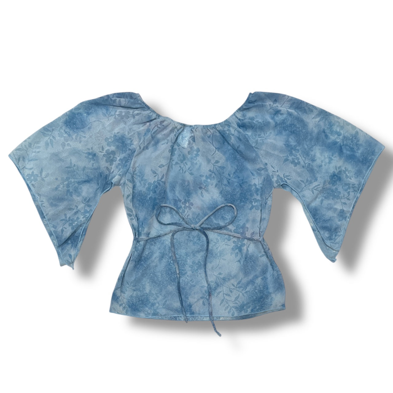 (M) VTG Zoey Beth Floral Barbell Sleeve Tie Up Top