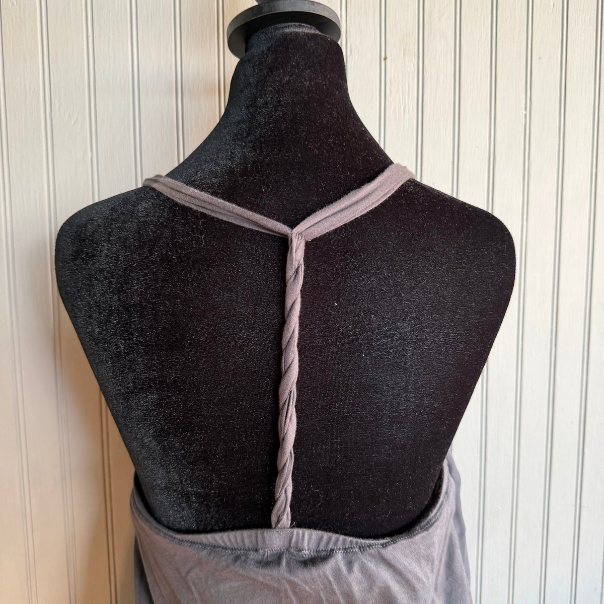 (M) 2000s Express grey beaded cowl neck halter top