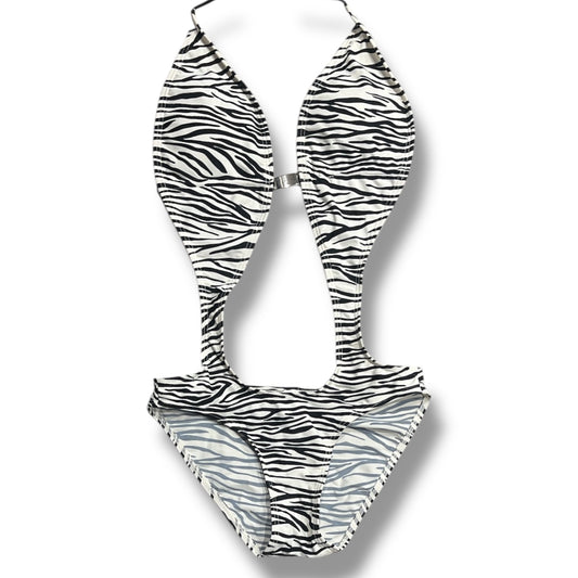(S) 2000s Zebra Print Bikini One Piece