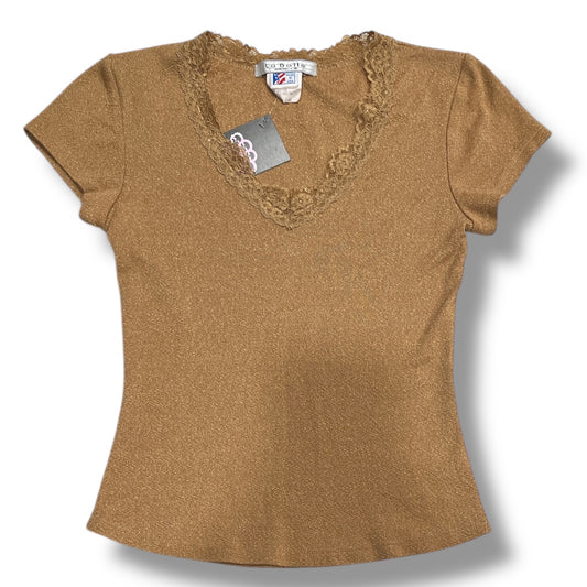 (S) La Belle Vintage Lace Trim Top